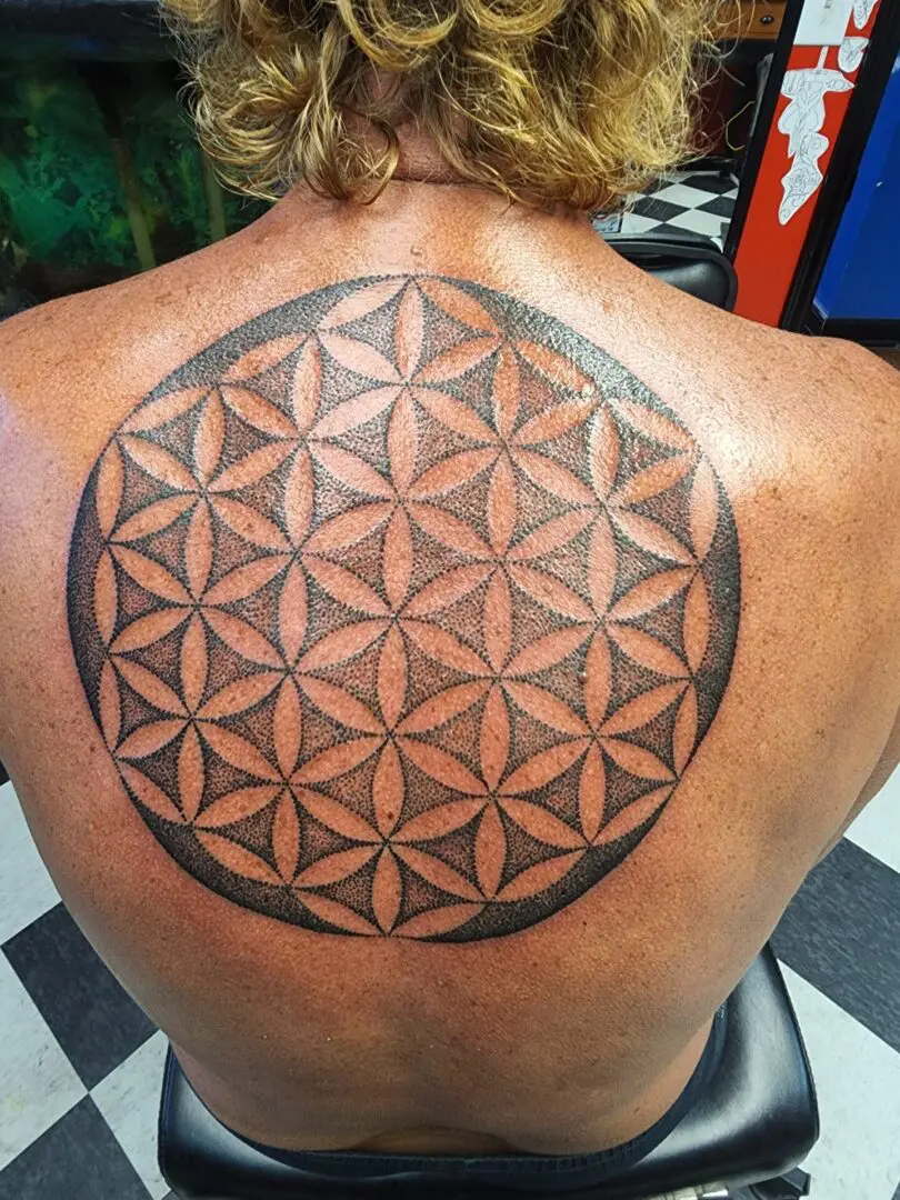 A beautiful abstract pattern as a back tattoo